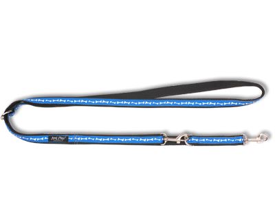 Vodítko pro psa přepínací nylonové - modré se vzorem kost - 2 x 100 - 200 cm