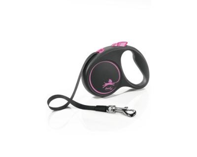 Vodítko FLEXI Black Design S pásek 5m/15kg růžová NEW
