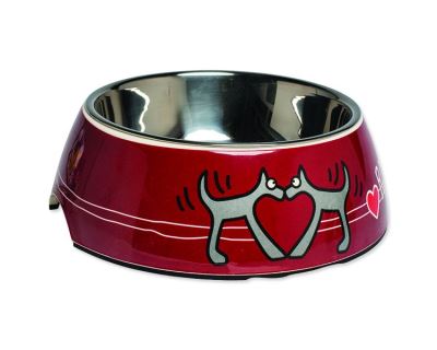 Rogz Bowlz Bubble - Miska pre psov nerezová a plastová vzor Red Heart, 350 ml