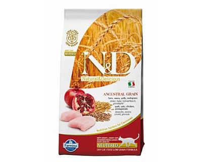 N&D Low Grain Cat Neutered Chicken & Pomegr. - Kuracie & gr. jablko s nízkym obsahom ibilovin pre kastrované mačky 1,5 kg