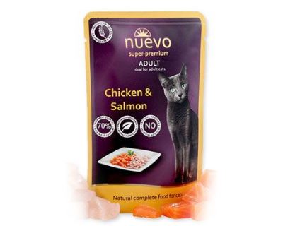 Nuevo Adult Chicken & Salmon - kapsička kura & losos pre dospelé mačky 85 g