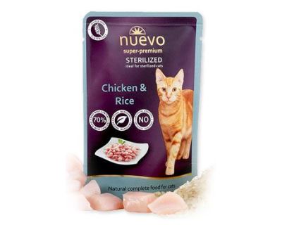 Nuevo Poultry & Rice Sterilized - kapsička hydinové & ryža pre kastrované mačky 85 g