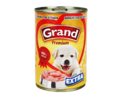 GRAND konz. štěně Extra kuř.kousky 405g