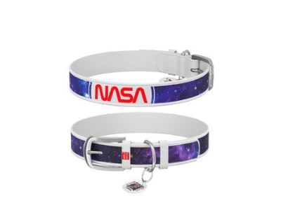 Obojek kožený NASA21 bílý (19-25cm/1,2cm)