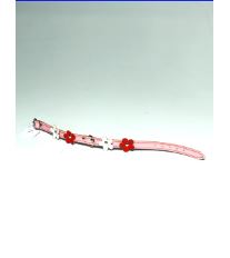 Obojek kožený Růžový+květy 40cmx16mm 1ks