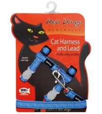 Red Dingo Nylonový postroj s vodítkom pre mačku Hypno blue