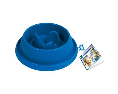 Plastová miska proti hltání s protiskluzem Argi - modrá - 31,5 x 9 cm