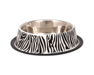 Miska DOG FANTASY nerezová s gumou zebra 25 cm