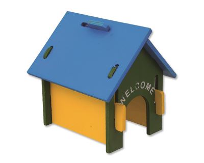 Domček SMALL ANIMAL drevený farebný 17 x 15 x 17,5 cm