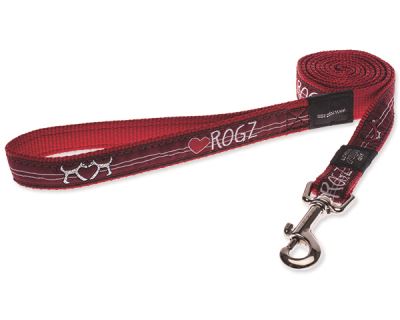Vodítko pro psa nylonové - Rogz Fancy Dress Red Heart - červené - 2 x 140 cm