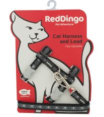 Red Dingo Postroj  s vodítkem - kočka- Skull & Wire Black