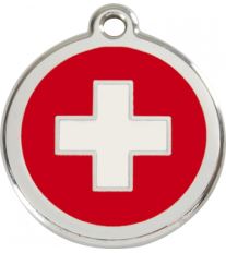 Red Dingo Známka červená vzor švajčiarsky kríž