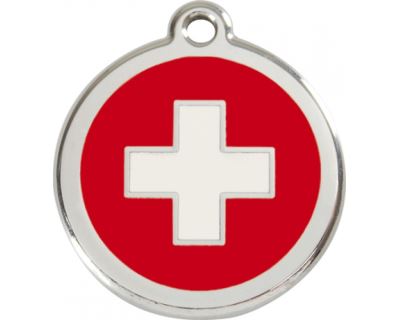 Red Dingo Známka červená vzor švajčiarsky kríž
