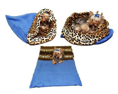 Marie Brožková MARYS Spací vak 3v1 XL pre psov a mačky modrý vzor leopard