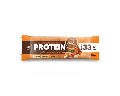 Allnature Proteinová nízkosacharidová tyčinka 33% karamel a arašídy 45 g