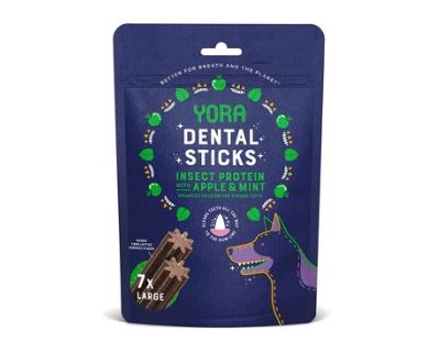 YORA Dog dentál.tyčinky z hmyzu jablko a máta L 270g