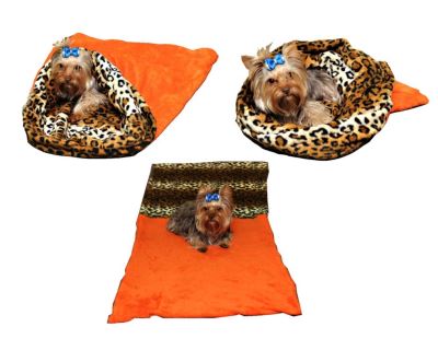 Marysa pelíšek 3v1 pro psy, oranžový/leopard, velikost XL