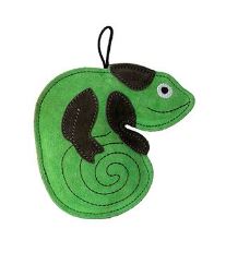 Hračka pes LEATHER CHAMELEON kůže,zelená 16cm Kiwi
