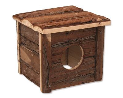 Domček SMALL ANIMAL drevený s kôrou 15,5 x 15,5 x 14 cm