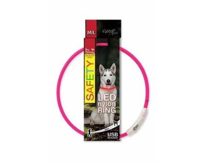 Obojek DOG FANTASY světelný USB růžový 45 cm 1ks