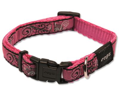 Obojek pre psa nylonový - Rogz Fancy Dress Pink Bone - 1,1 x 20 - 32 cm