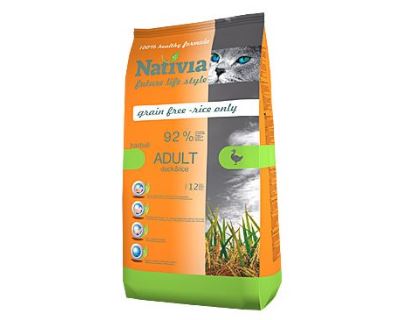 Nativite Cat Adult Duck & Rice Hairball - kačica & ryža pre dospelých a dlhosrsté mačky 1,5 kg