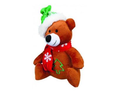 Vánoční Hračka pes Medvěd se šálou plyš 20cm TR 1ks