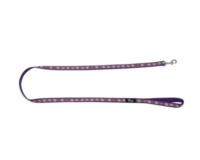Vodítko pro psa nylonové - fialové se vzorem psa - 1,5 x 140 cm