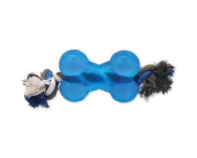 Hračka DOG FANTASY Strong kost gumová s provazem modrá 13,9 cm