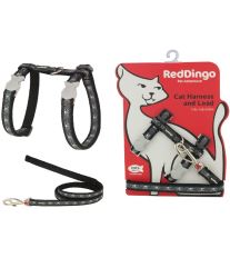 Red Dingo Postroj  s vodítkem - kočka- Skull & Wire Black