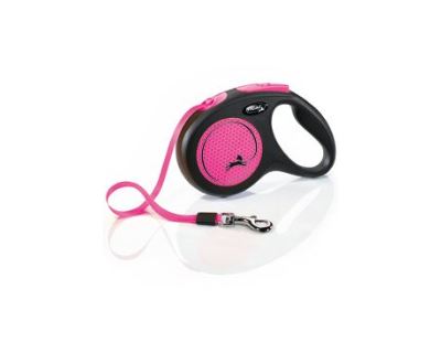 Vodítko FLEXI Neon M pásek 5m/25kg černá/oranžová NEW