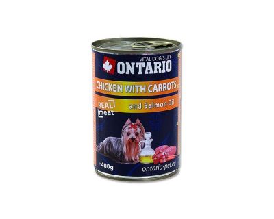 Ontario Chicken, Carrots, Salmon Oil konzerva - kuracie & mrkva & lososový olej pre dospelých psov 400 g