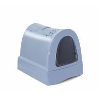 Krytý mačací záchod s výsuvnou zásuvkou pre stelivo Argi - modrý - 40x56x42,5 cm