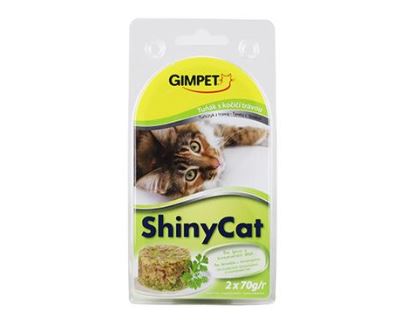 Gimpet kočka konz. ShinyCat tuňak/koc.tráv 2x70g