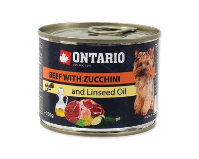 Konzerva ONTARIO Dog Mini Beef, Zucchini, Dandelion and Linseed Oil 200 g