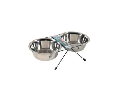 Miska nerez stojan+2 misky pes STEEL 0,7l Zolux