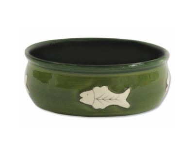 Magic Cat miska keramická zelená s rybkou - 12,5 cm
