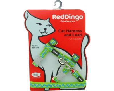 Red Dingo Postroj s vodítkem - kočka- Stars Turquoise