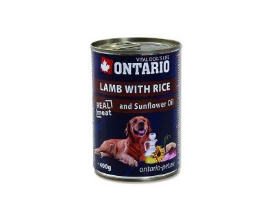 Ontario Lamb, Rice, Sunflower Oil konzerva - jahňacie & ryža & slnečnicový olej pre dospelých psov