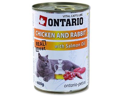 Ontario Chicken, Rabbit, Salmon oil konzerva - kura & králik & lososový olej 400 g