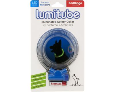Obojok pre psov svietiace - Red Dingo Lumitube led - modrý - 15 - 80 cm