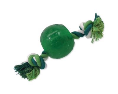Hračka DOG FANTASY Strong Mint míček guma s provazem zelený 8,2 cm