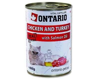 Ontario Chicken, Turkey, Salmon Oil konzerva - kura & morka & lososový olej 400 g