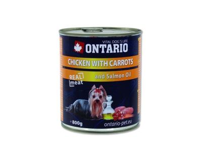 Ontario Chicken, Carrots, Salmon Oil konzerva - kuracie & mrkva & lososový olej pre dospelých psov 800 g