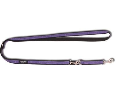 Vodítko pro psa přepínací nylonové - fialové se vzorem - 2 x 100 - 200 cm