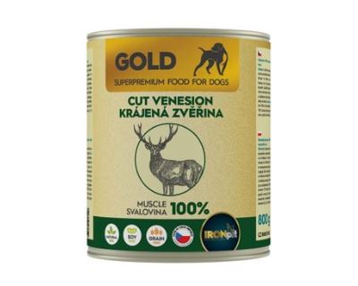 IRONpet Gold Dog Venison cut muscle konzerva 800g