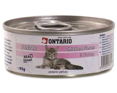 Ontario Junior Chicken Pieces & Shrimp konzerva - kuracie kúsky & krevety pre mačiatka 100 g