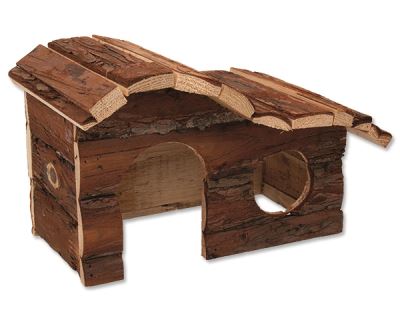 Domček SMALL ANIMAL Kaskada drevený s kôrou 26,5 x 16 x 13,5 cm