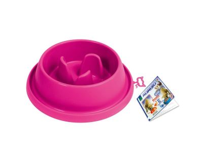 Plastová miska proti hltání s protiskluzem Argi - růžová - 31,5 x 9 cm