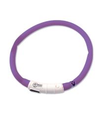 Obojok DOG FANTASY svetelný USB fialový 45 cm